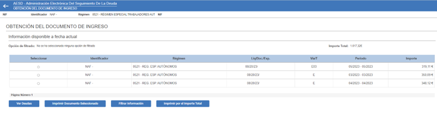 Pago de cuotas autónomos atrasadas - acceder a la sede electrónica TGSS - varias cuotas pendientes