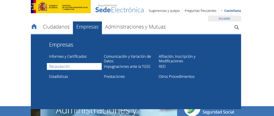 Pago de cuotas autónomos atrasadas - acceder a la sede electrónica TGSS