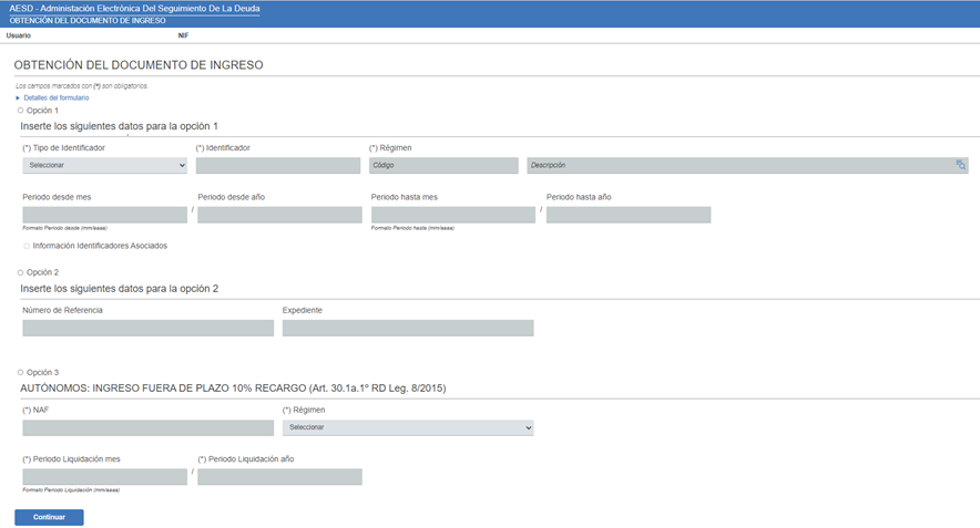 Pago de cuotas autónomos atrasadas - acceder a la sede electrónica TGSS - Obtención del documento de ingreso